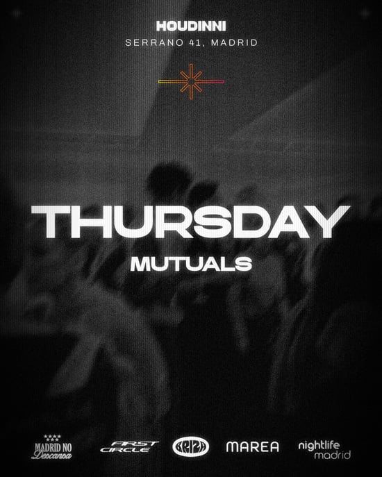 Flyer de HOUDINNI THURSDAYS - MUTUALS en Houdinni (Madrid), jueves 29 de octubre de 2026
