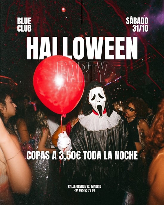 Flyer de HALLOWEEN / COPAS A 3,5€ en Blue Club (Madrid), sábado 31 de octubre de 2026