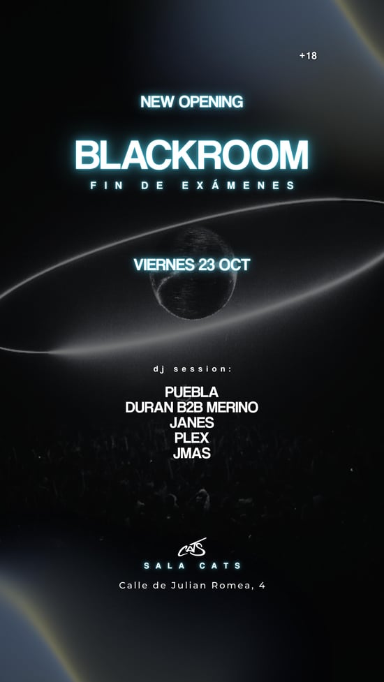 Flyer de BLACKROOM - FIN DE INTERS en Cats (Madrid), viernes 23 de octubre de 2026