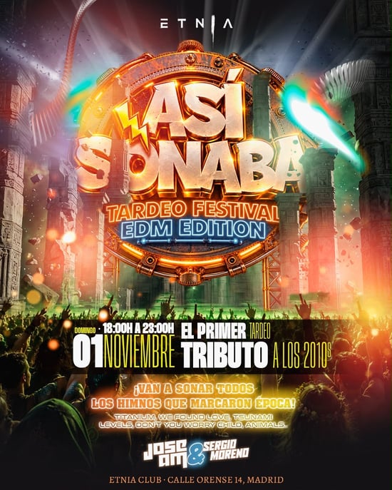 Flyer de Tardeo ASI SONABA EDM ED. by Jose AM en Etnia (Madrid), domingo 1 de noviembre de 2026