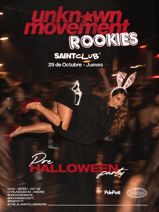Flyer de ROOKIES X UNKW X HALLOWEEK en Saint Club (Madrid), jueves 29 de octubre de 2026
