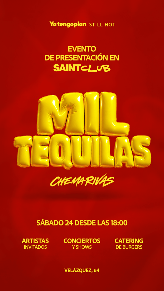 Flyer de Tardeo Mil Tequilas x Yatengoplan en Saint Club (Madrid), sábado 24 de octubre de 2026