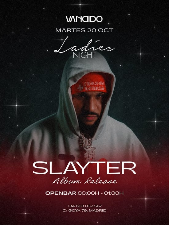 Flyer de SLAYTER x VANDIDO en Vandido (Madrid), martes 20 de octubre de 2026