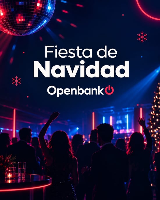 Flyer de Fiesta de Navidad Openbank 🎄 en Etnia (Madrid), jueves 17 de diciembre de 2026