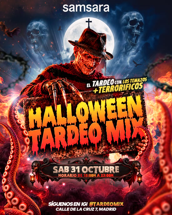 Flyer de TARDEO MIX ESPECIAL HALLOWEEN en Samsara (Madrid), sábado 31 de octubre de 2026