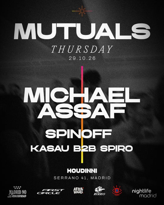 Flyer for HOUDINNI THURSDAYS - MUTUALS at Houdinni (Madrid), Thursday 29 October 2026